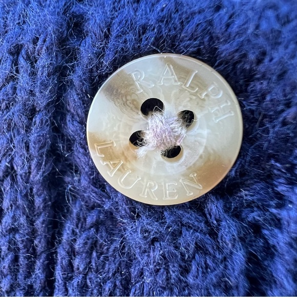 Polo Ralph Lauren Y2K Cable Knit Sweater Blue Red Button Shoulder Cotton 24 Mos - Picture 7 of 8